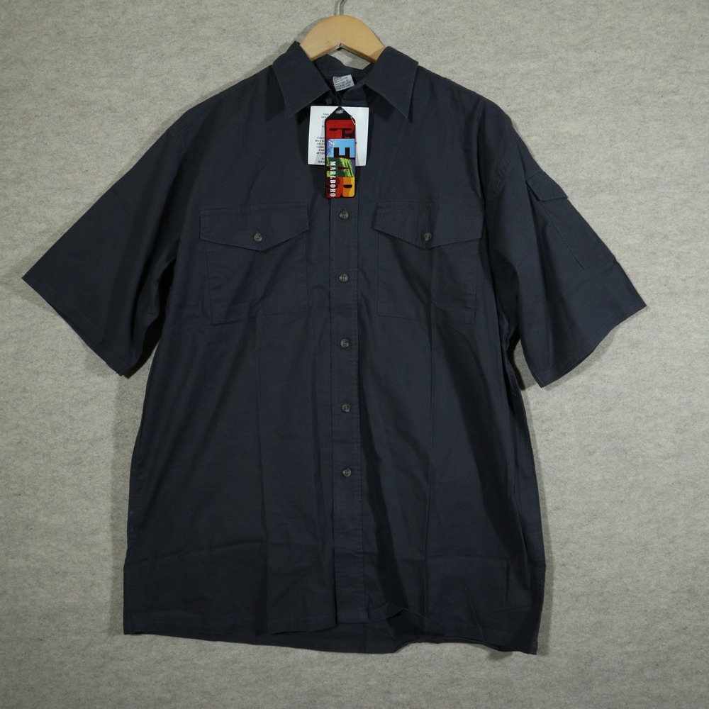Vintage Marlboro Gear Shirt Mens Small Gray Cotton Workwear Utility Y2K NWT 2000